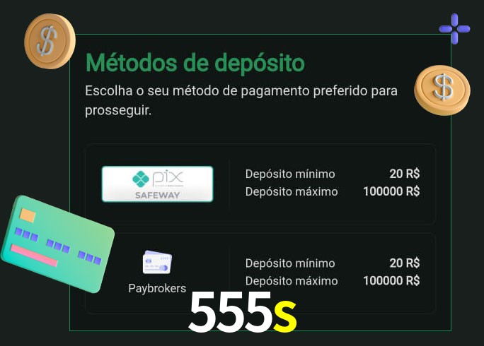 O cassino 555s oferece uma grande variedade de métodos de pagamento